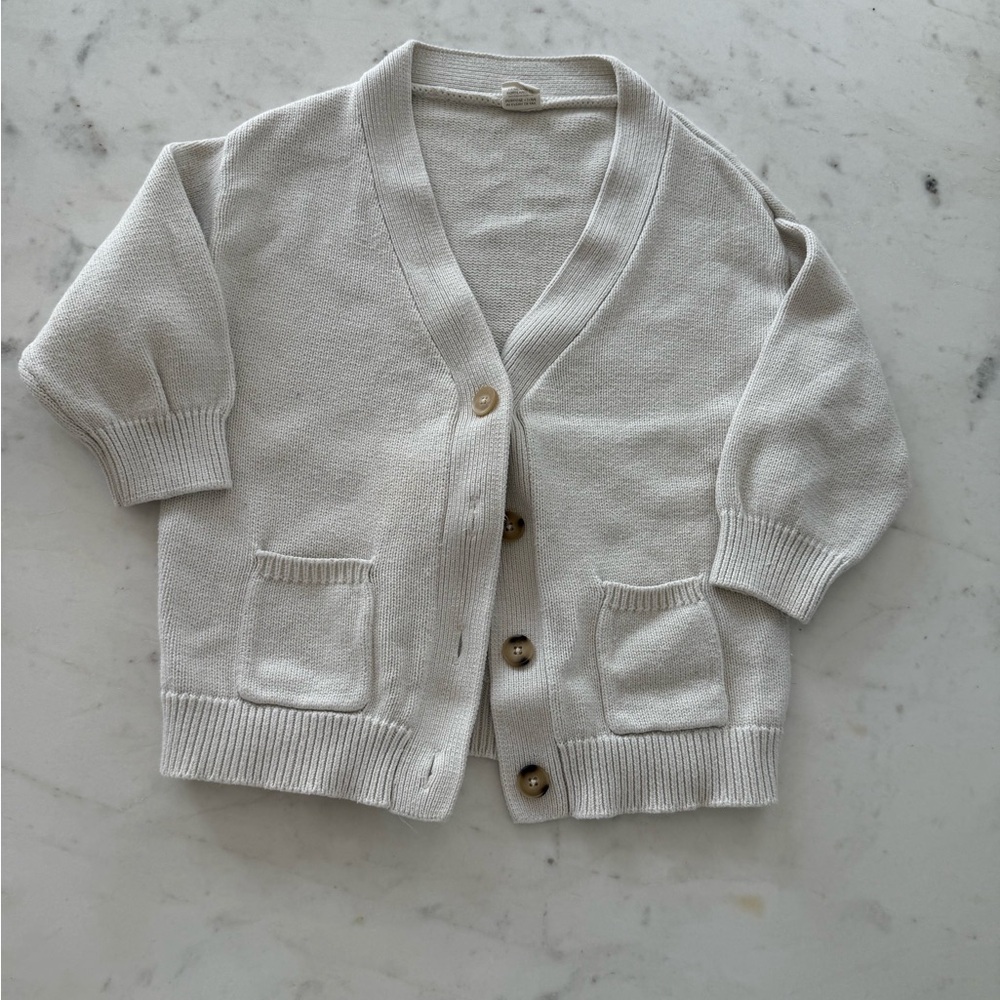Kids Cream Cardigan Sweater
